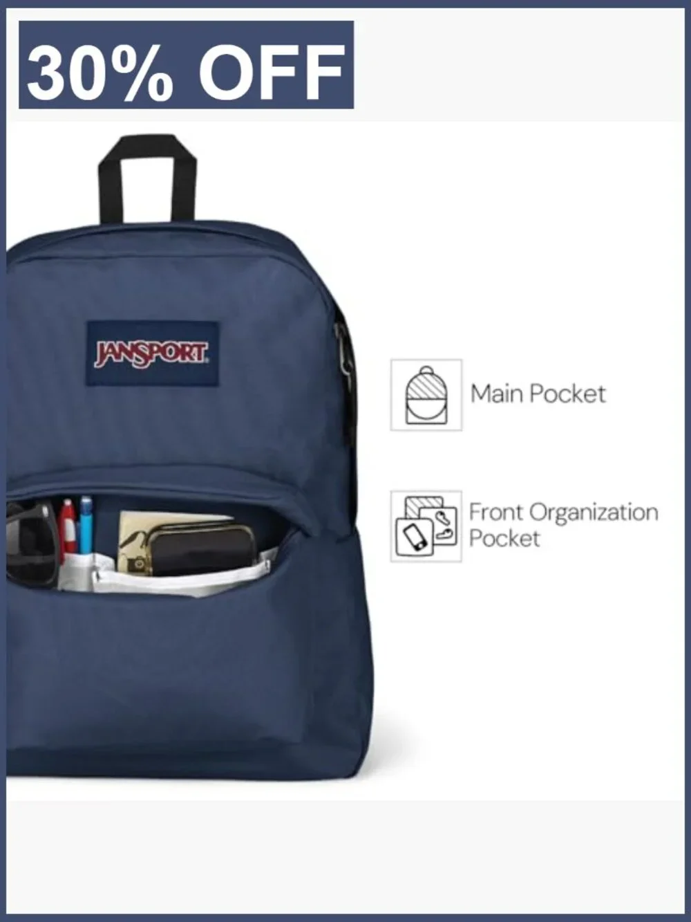 Durable Lightweight Bookbag with Front Utility Pocket and Organizer